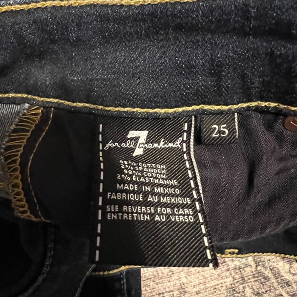 7 For All Mankind women’s jeans, dark blue, high waist ankle skinny, raw hem - Picture 3 of 4